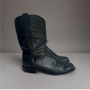 Lucchese Men Black Leather Western Cowboy Boots 10.5 D